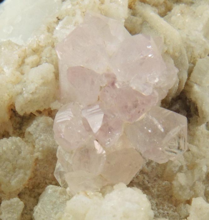 Quartz var. Rose Quartz Crystals with Cookeite on Albite from Rose Quartz Locality, Plumbago Mountain, Newry, Oxford County, Maine