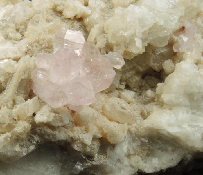 Quartz var. Rose Quartz Crystals with Cookeite on Albite from Rose Quartz Locality, Plumbago Mountain, Newry, Oxford County, Maine