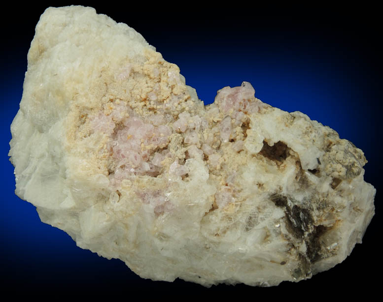 Quartz var. Rose Quartz Crystals with Cookeite on Albite from Rose Quartz Locality, Plumbago Mountain, Newry, Oxford County, Maine