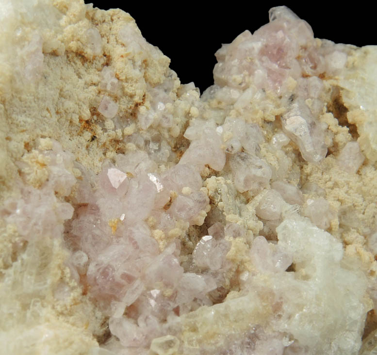 Quartz var. Rose Quartz Crystals with Cookeite on Albite from Rose Quartz Locality, Plumbago Mountain, Newry, Oxford County, Maine