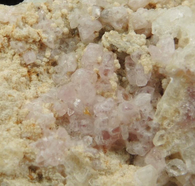 Quartz var. Rose Quartz Crystals with Cookeite on Albite from Rose Quartz Locality, Plumbago Mountain, Newry, Oxford County, Maine