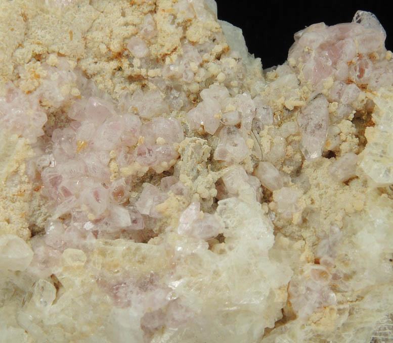 Quartz var. Rose Quartz Crystals with Cookeite on Albite from Rose Quartz Locality, Plumbago Mountain, Newry, Oxford County, Maine