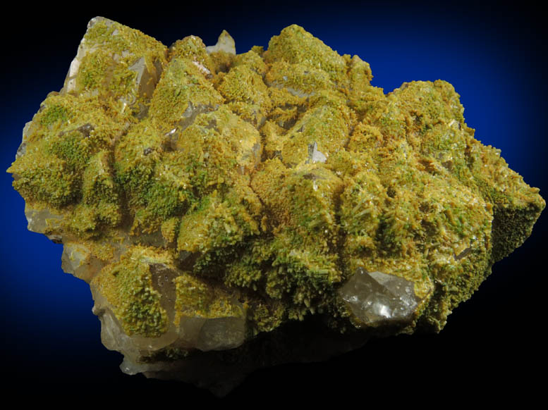 Pyromorphite on Quartz from Sarrowcole Vein, Laverock Hall, Leadhills, South Lanarkshire, Strathclyde, Scotland