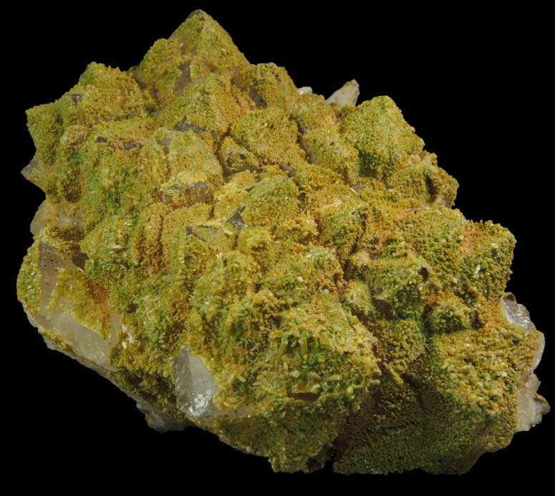 Pyromorphite on Quartz from Sarrowcole Vein, Laverock Hall, Leadhills, South Lanarkshire, Strathclyde, Scotland