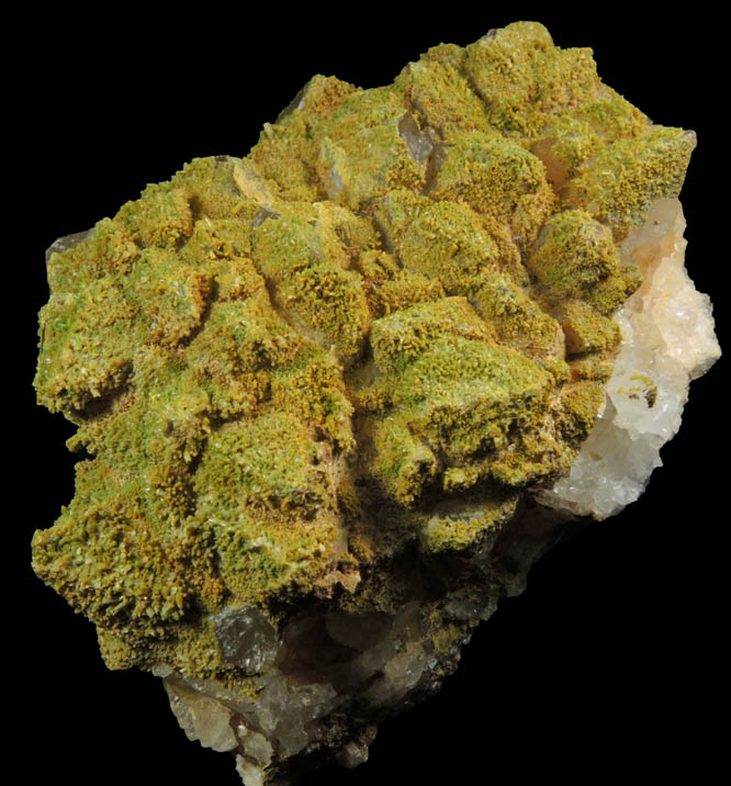 Pyromorphite on Quartz from Sarrowcole Vein, Laverock Hall, Leadhills, South Lanarkshire, Strathclyde, Scotland