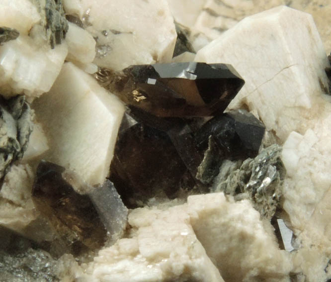 Microcline, Muscovite and Smoky Quartz with minor Topaz from Diamond Rocks, Hare's Gap, Mournes, County Down, Ireland