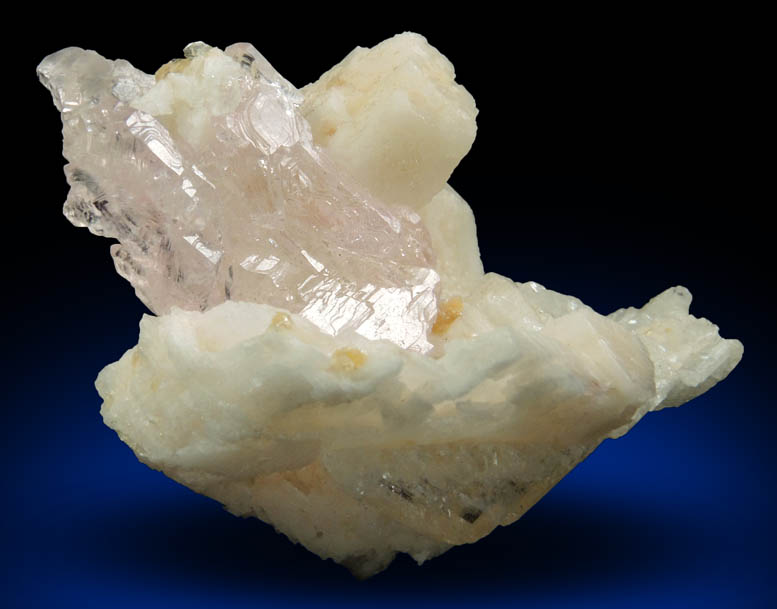 Quartz var. Rose Quartz Crystals on Albite from Alto da Pitorra, Laranjeiras, Galilia, Minas Gerais, Brazil