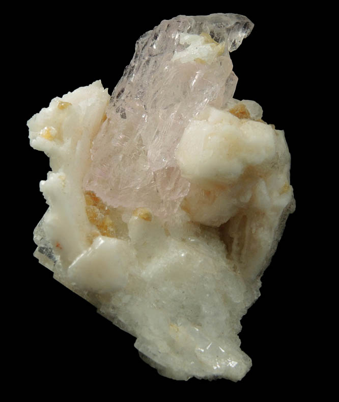 Quartz var. Rose Quartz Crystals on Albite from Alto da Pitorra, Laranjeiras, Galiléia, Minas Gerais, Brazil