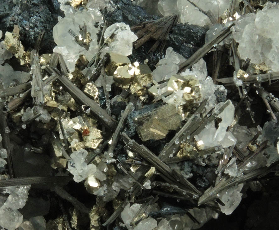 Stibnite, Pyrite and Calcite from Zacatecas, Mexico