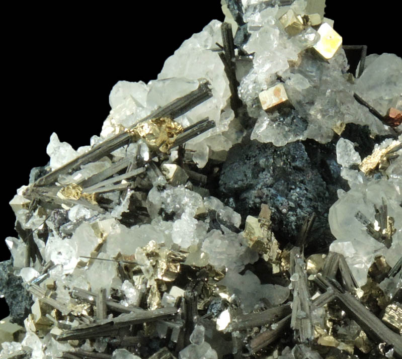 Stibnite, Pyrite and Calcite from Zacatecas, Mexico