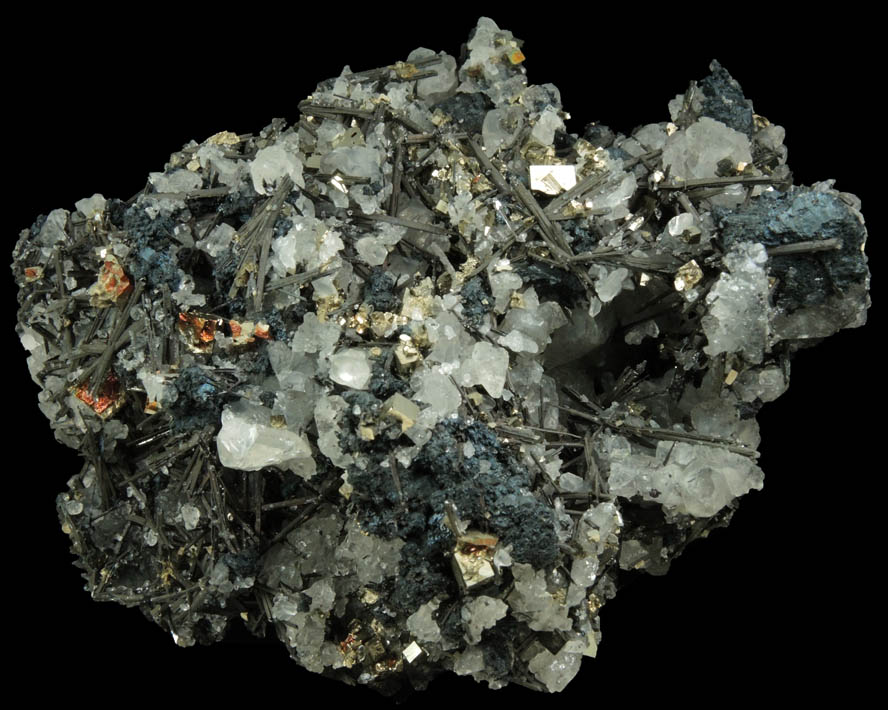 Stibnite, Pyrite and Calcite from Zacatecas, Mexico