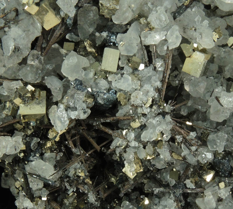 Stibnite, Pyrite and Calcite from Zacatecas, Mexico