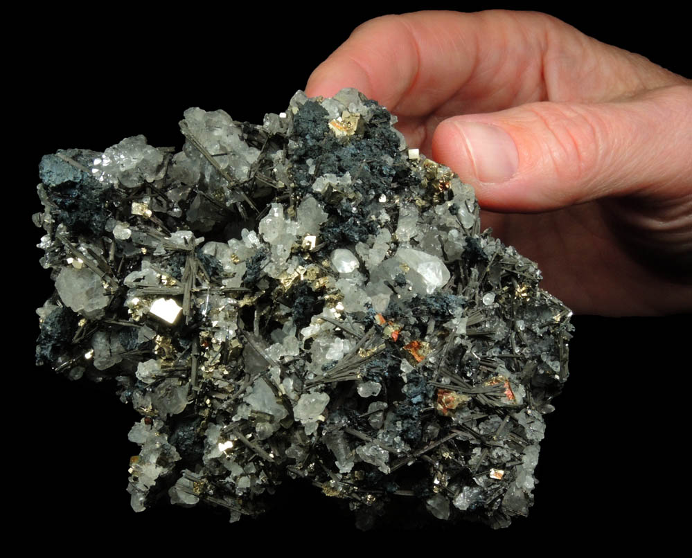 Stibnite, Pyrite and Calcite from Zacatecas, Mexico