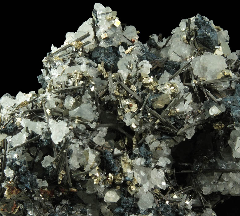 Stibnite, Pyrite and Calcite from Zacatecas, Mexico