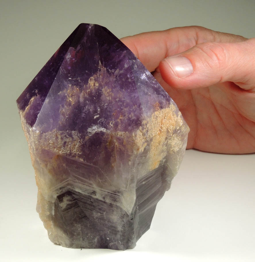 Quartz var. Amethyst Quartz (with polished termination) from Anahi Mine, La Gaiba District, Angel Sandoval Province, Santa Cruz Department, Bolivia