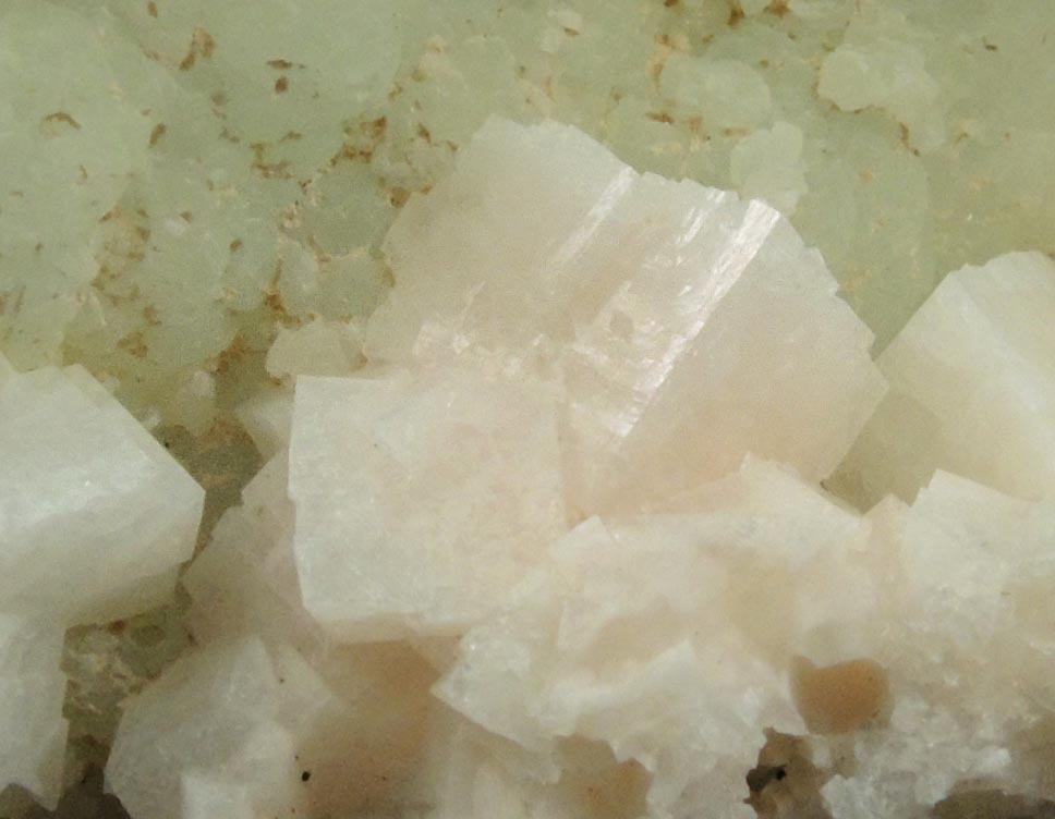 Chabazite on Prehnite epimorphs from Upper New Street Quarry, Paterson, Passaic County, New Jersey