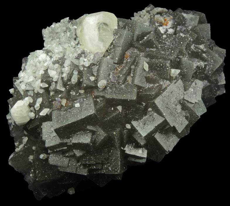 Fluorite, Chalcopyrite, Calcite, Sphalerite from Ladywash Mine, Derbyshire, England