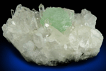 Prehnite on Quartz and Calcite from Goboboseb Mountains, 43 km west of Brandberg Mountain, Erongo region, Namibia