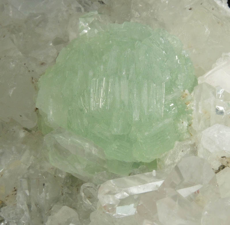 Prehnite on Quartz and Calcite from Goboboseb Mountains, 43 km west of Brandberg Mountain, Erongo region, Namibia