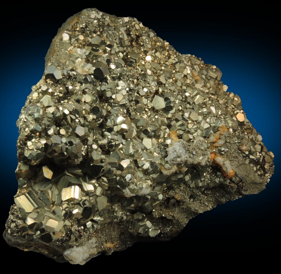 Pyrite with minor Calcite from Huanzala Mine, Huallanca District, Huanuco Department, Peru
