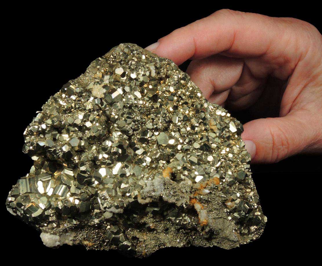 Pyrite with minor Calcite from Huanzala Mine, Huallanca District, Huanuco Department, Peru