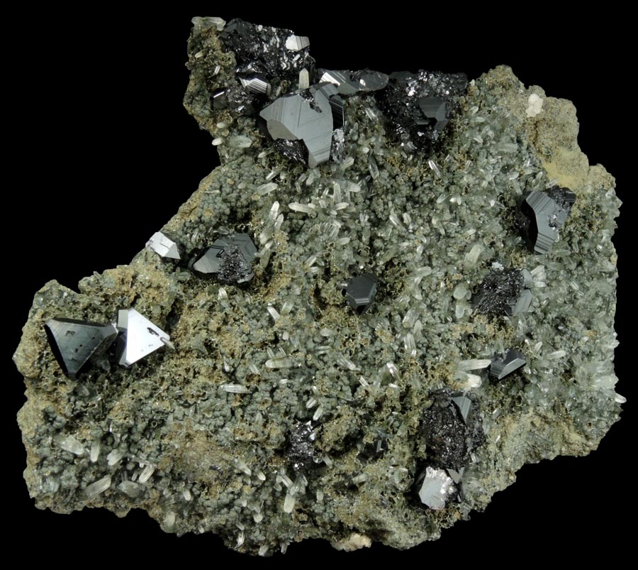 Sphalerite, Quartz, Johannsenite from Deveti Septemvri Mine, Mogilata ore body, Madan District, Rhodope Mountains, Bulgaria