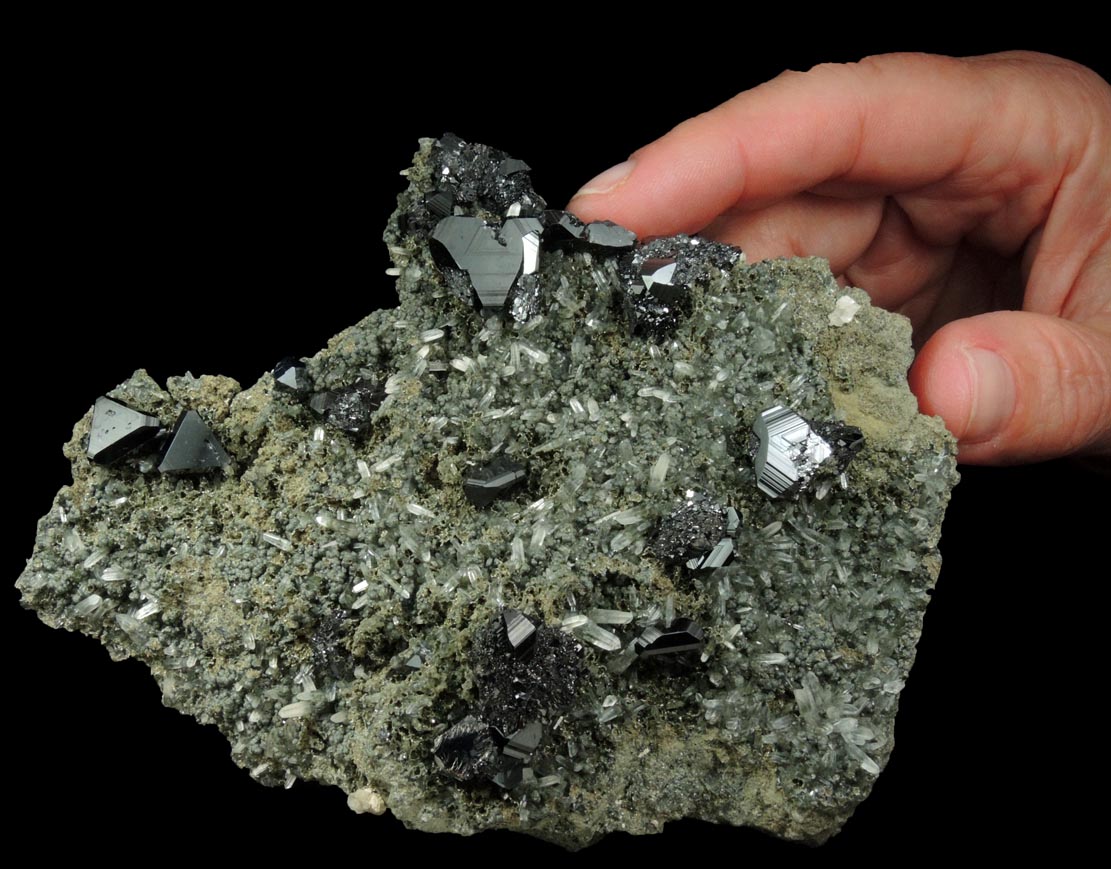 Sphalerite, Quartz, Johannsenite from Deveti Septemvri Mine, Mogilata ore body, Madan District, Rhodope Mountains, Bulgaria