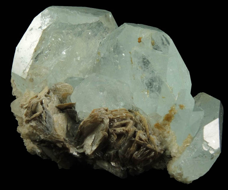 Beryl var. Aquamarine on Muscovite from Xuebaoding Mountain, near Pingwu, Sichuan Province, China