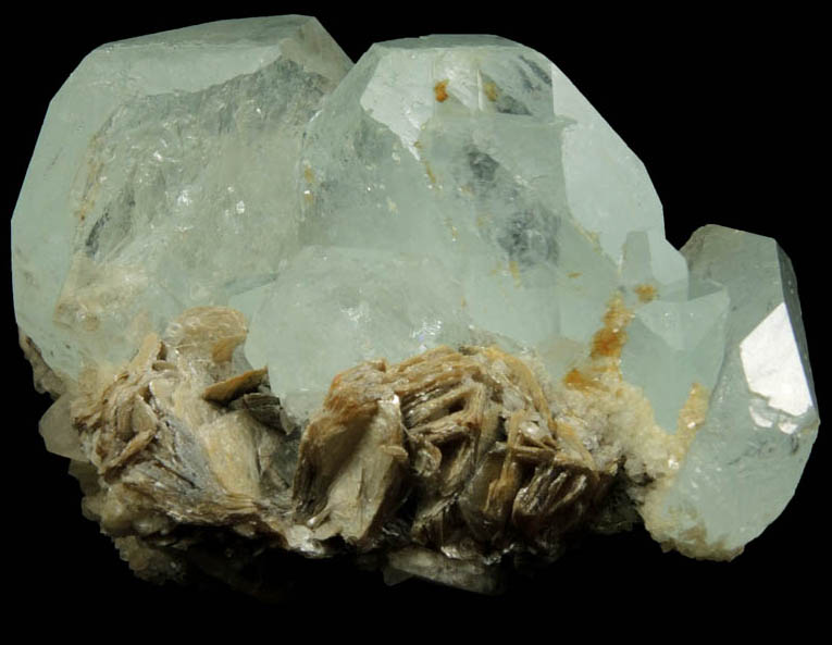 Beryl var. Aquamarine on Muscovite from Xuebaoding Mountain, near Pingwu, Sichuan Province, China