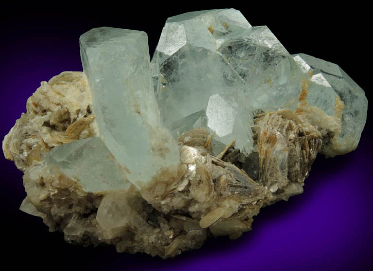 Beryl var. Aquamarine on Muscovite from Xuebaoding Mountain, near Pingwu, Sichuan Province, China