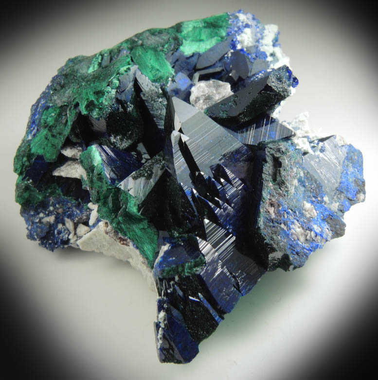 Azurite and Malachite pseudomorphs after Azurite from Milpillas Mine, Cuitaca, Sonora, Mexico