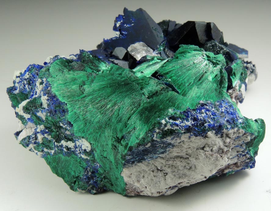 Azurite and Malachite pseudomorphs after Azurite from Milpillas Mine, Cuitaca, Sonora, Mexico