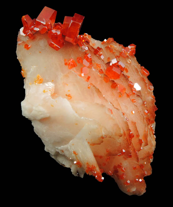 Vanadinite over Barite from Mibladen, Haute Moulouya Basin, Zeida-Aouli-Mibladen belt, Midelt Province, Morocco