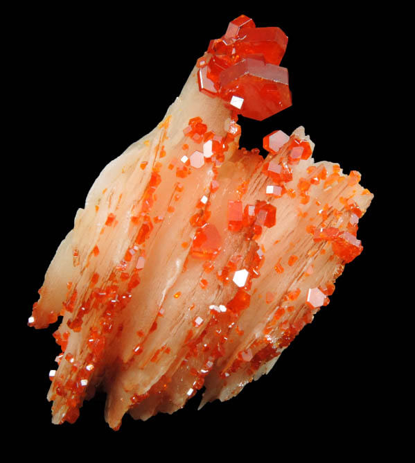 Vanadinite over Barite from Mibladen, Haute Moulouya Basin, Zeida-Aouli-Mibladen belt, Midelt Province, Morocco