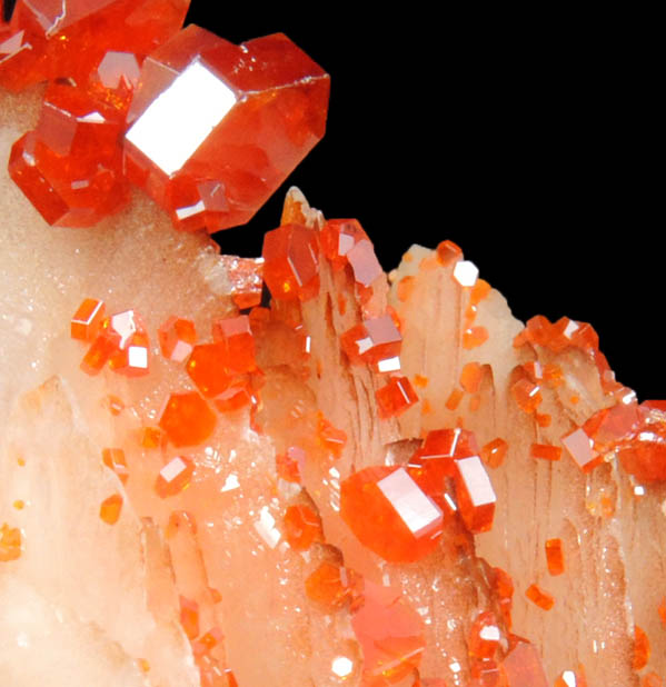 Vanadinite over Barite from Mibladen, Haute Moulouya Basin, Zeida-Aouli-Mibladen belt, Midelt Province, Morocco