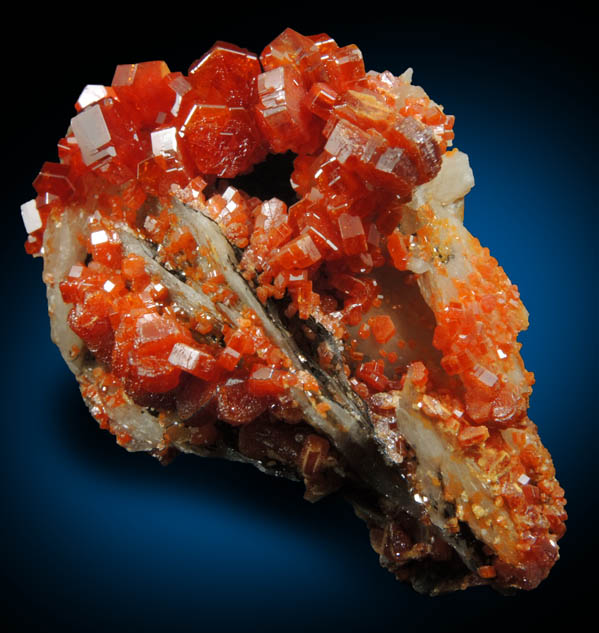 Vanadinite over Barite from Mibladen, Haute Moulouya Basin, Zeida-Aouli-Mibladen belt, Midelt Province, Morocco