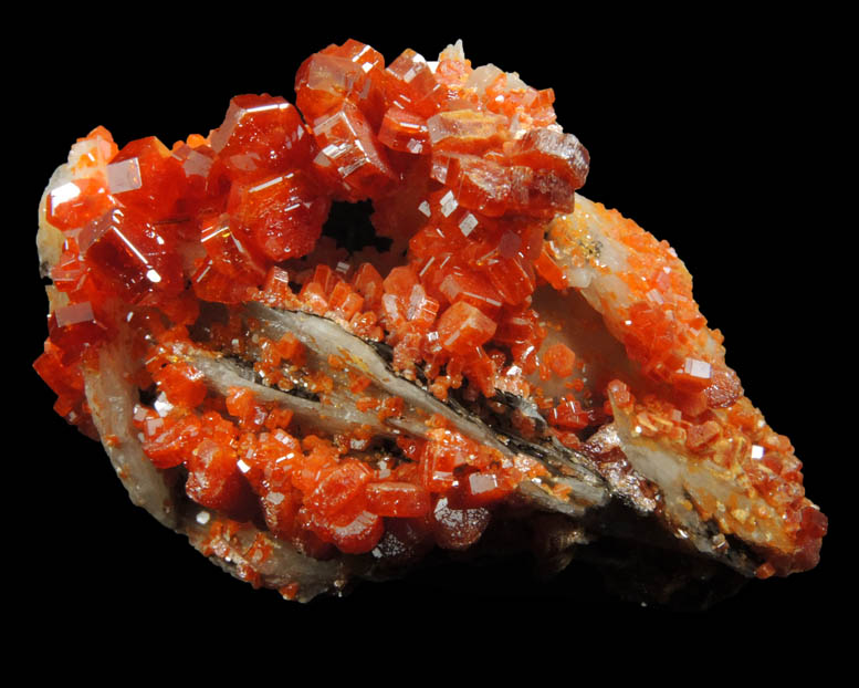 Vanadinite over Barite from Mibladen, Haute Moulouya Basin, Zeida-Aouli-Mibladen belt, Midelt Province, Morocco