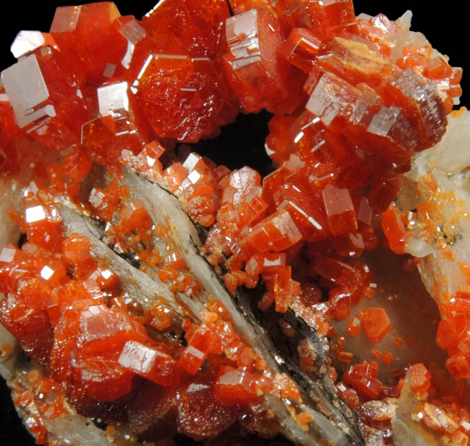 Vanadinite over Barite from Mibladen, Haute Moulouya Basin, Zeida-Aouli-Mibladen belt, Midelt Province, Morocco