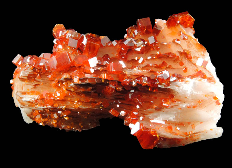 Vanadinite over Barite from Mibladen, Haute Moulouya Basin, Zeida-Aouli-Mibladen belt, Midelt Province, Morocco