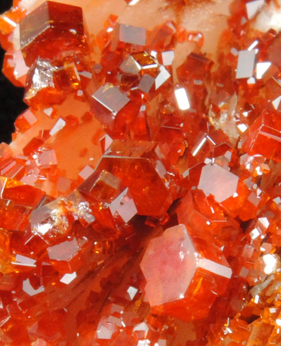 Vanadinite over Barite from Mibladen, Haute Moulouya Basin, Zeida-Aouli-Mibladen belt, Midelt Province, Morocco