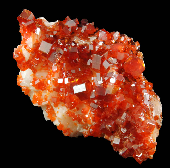 Vanadinite over Barite from Mibladen, Haute Moulouya Basin, Zeida-Aouli-Mibladen belt, Midelt Province, Morocco