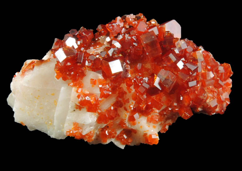 Vanadinite over Barite from Mibladen, Haute Moulouya Basin, Zeida-Aouli-Mibladen belt, Midelt Province, Morocco