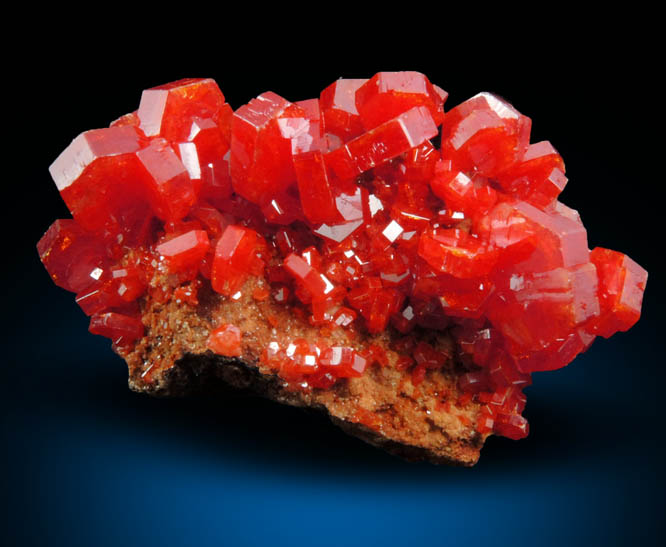 Vanadinite over Barite from Mibladen, Haute Moulouya Basin, Zeida-Aouli-Mibladen belt, Midelt Province, Morocco