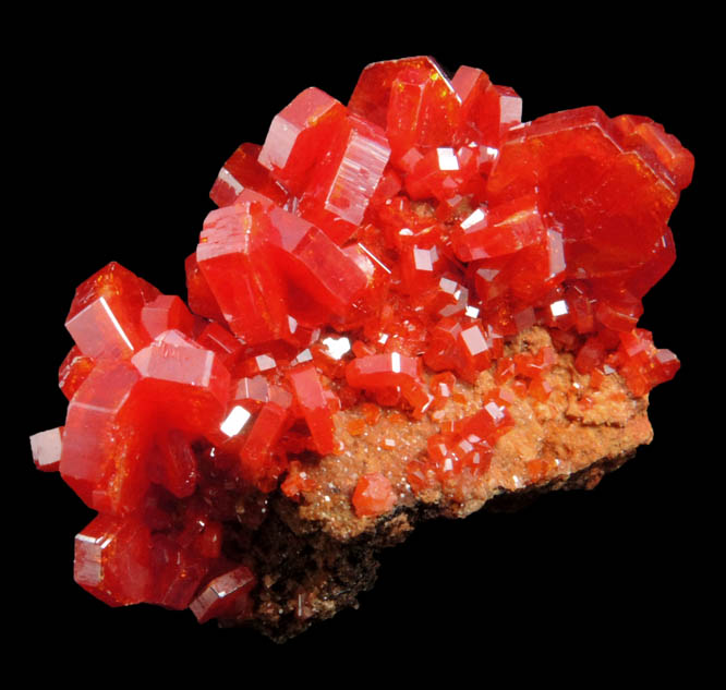 Vanadinite over Barite from Mibladen, Haute Moulouya Basin, Zeida-Aouli-Mibladen belt, Midelt Province, Morocco