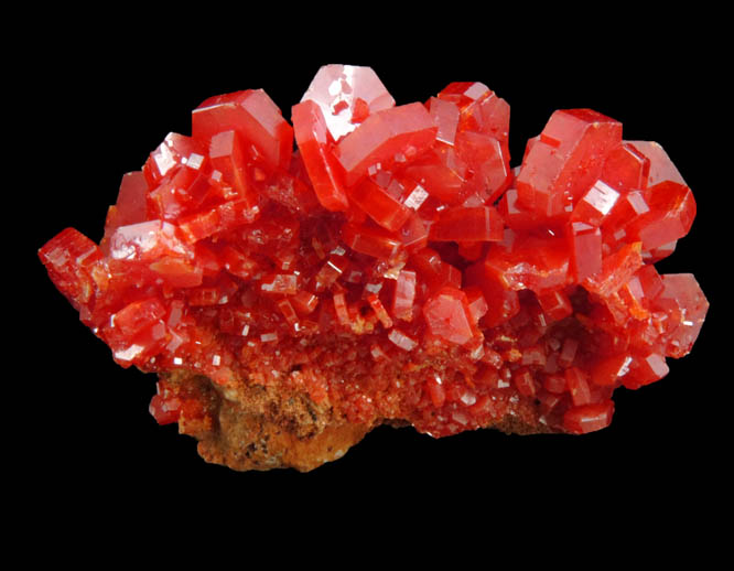 Vanadinite over Barite from Mibladen, Haute Moulouya Basin, Zeida-Aouli-Mibladen belt, Midelt Province, Morocco