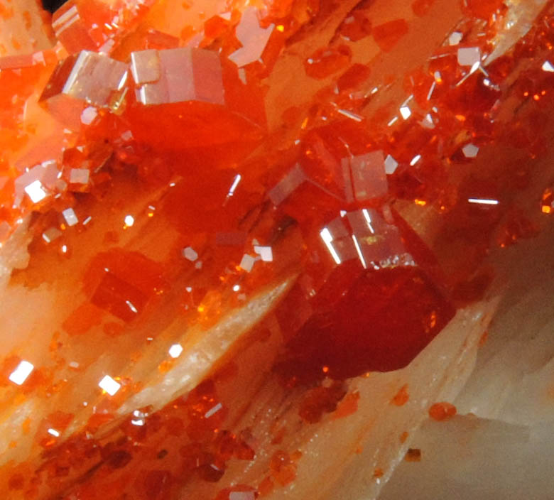 Vanadinite over Barite from Mibladen, Haute Moulouya Basin, Zeida-Aouli-Mibladen belt, Midelt Province, Morocco