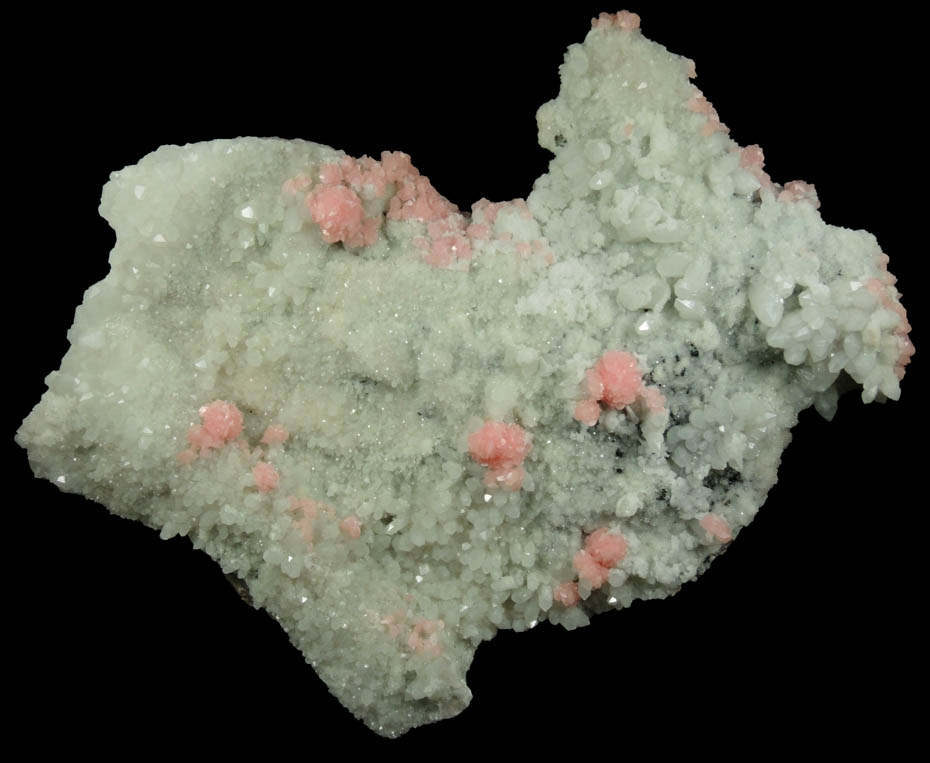 Rhodochrosite on Quartz from Grizzly Bear Mine, Ouray District, Ouray County, Colorado