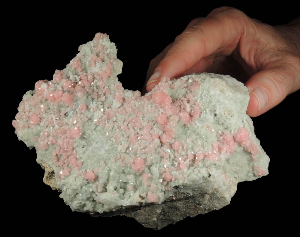 Rhodochrosite on Quartz from Grizzly Bear Mine, Ouray District, Ouray County, Colorado