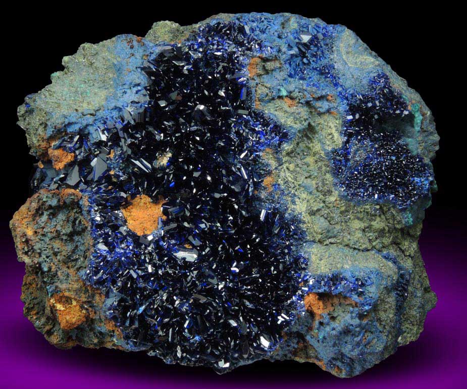 Azurite on sulfide-rich matrix from Tsumeb Mine, Otavi-Bergland District, Oshikoto, Namibia