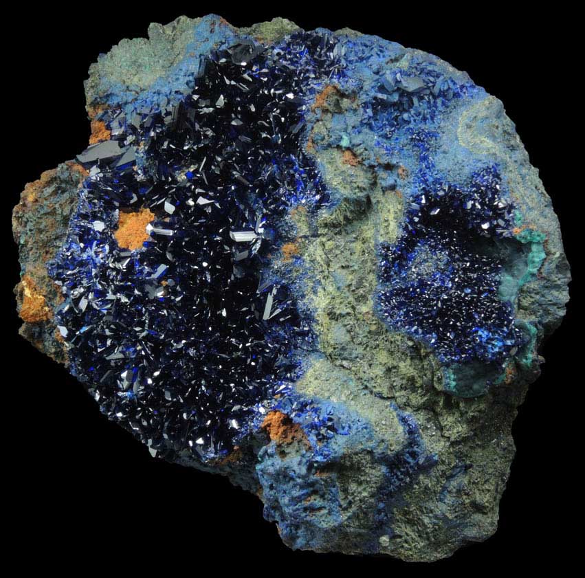 Azurite on sulfide-rich matrix from Tsumeb Mine, Otavi-Bergland District, Oshikoto, Namibia